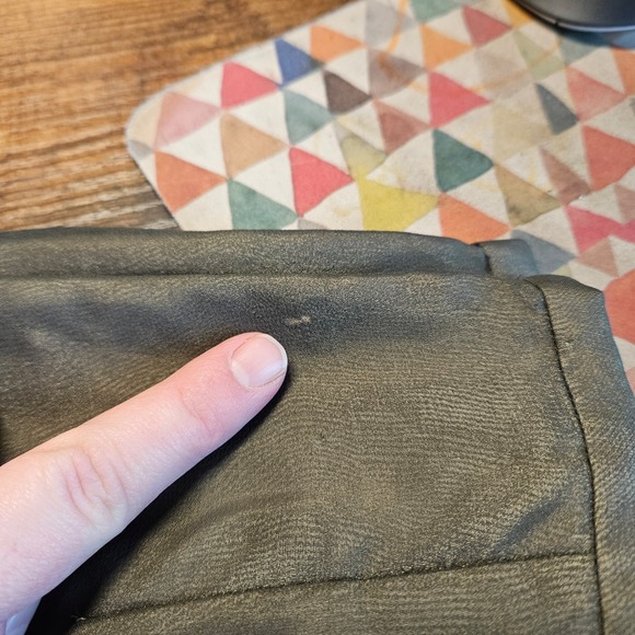 Vtg 90s Y2K Alfani Silk Sheath Skirt Olive Green Fern Leaf Print Side Slit Sz 10 - Picture 7 of 7